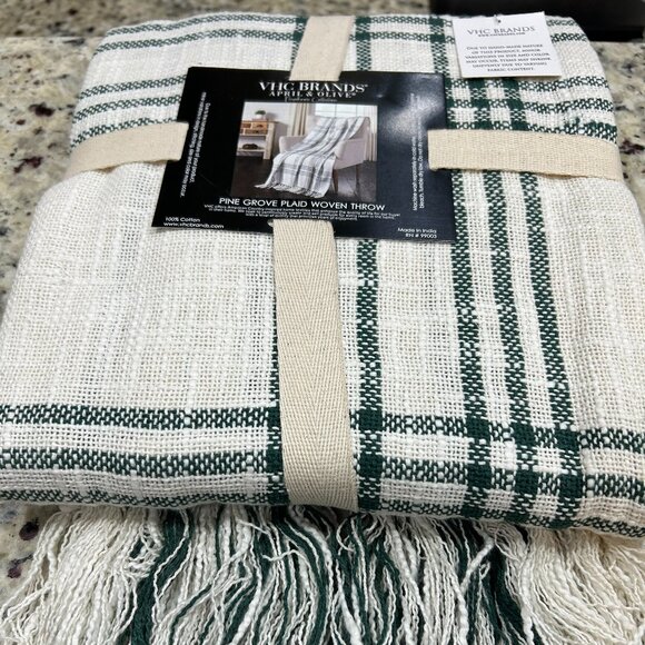 VHC Brands April & Olive Farmhouse Collection Pine Grove Plaid Woven Throw 50X60 - Picture 4 of 6